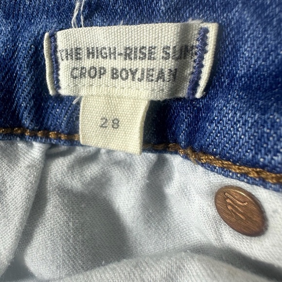 Madewell Distressed Blue Ankle Jeans. THE HIGH-RISE SUM CROP BOYJEAN Size 28 - Picture 12 of 13